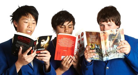 teen boys reading