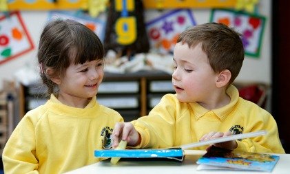 children reading at school