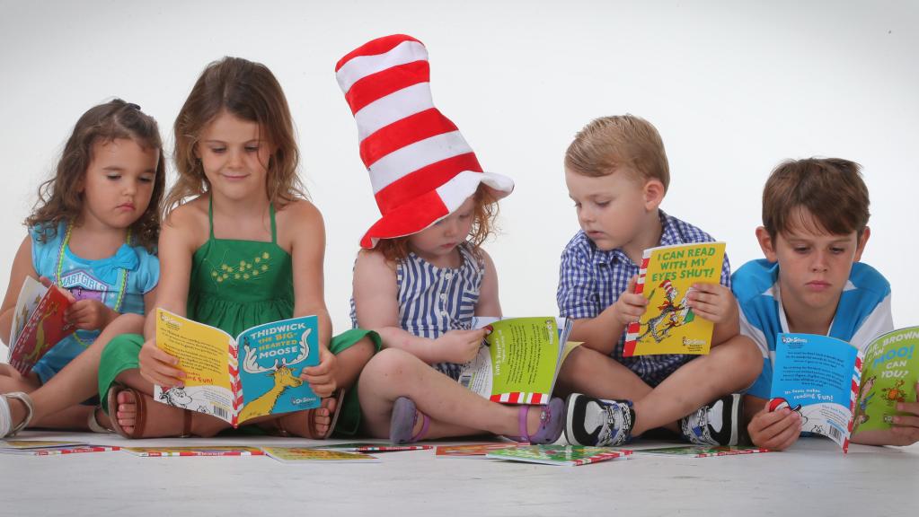 children reading dr seuss books