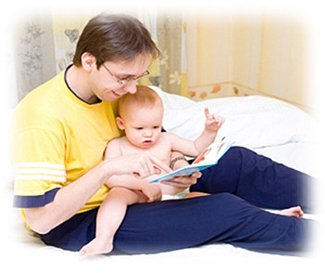 dad reading to baby