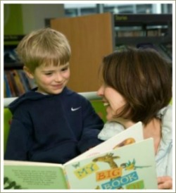 boy reading with mum, books for young children